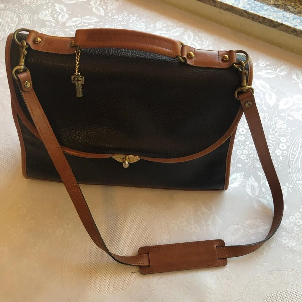 Jack George’s Vintage Briefcase Black Leather Satchel Messenger Business Bag